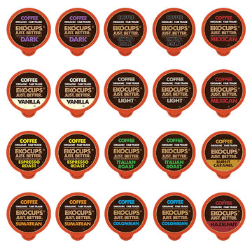 Ekocups Organic And Fair Trade Gourmet Coffee Single Serve Cups For Keurig Brewer, 20 Count