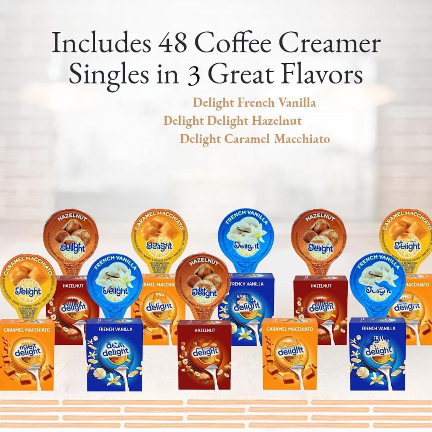International Delight Coffee Creamers Liquid Non-Dairy Creamer Singles 3 Flavor Assortment (48) Coffee Creamer Singles For Home,