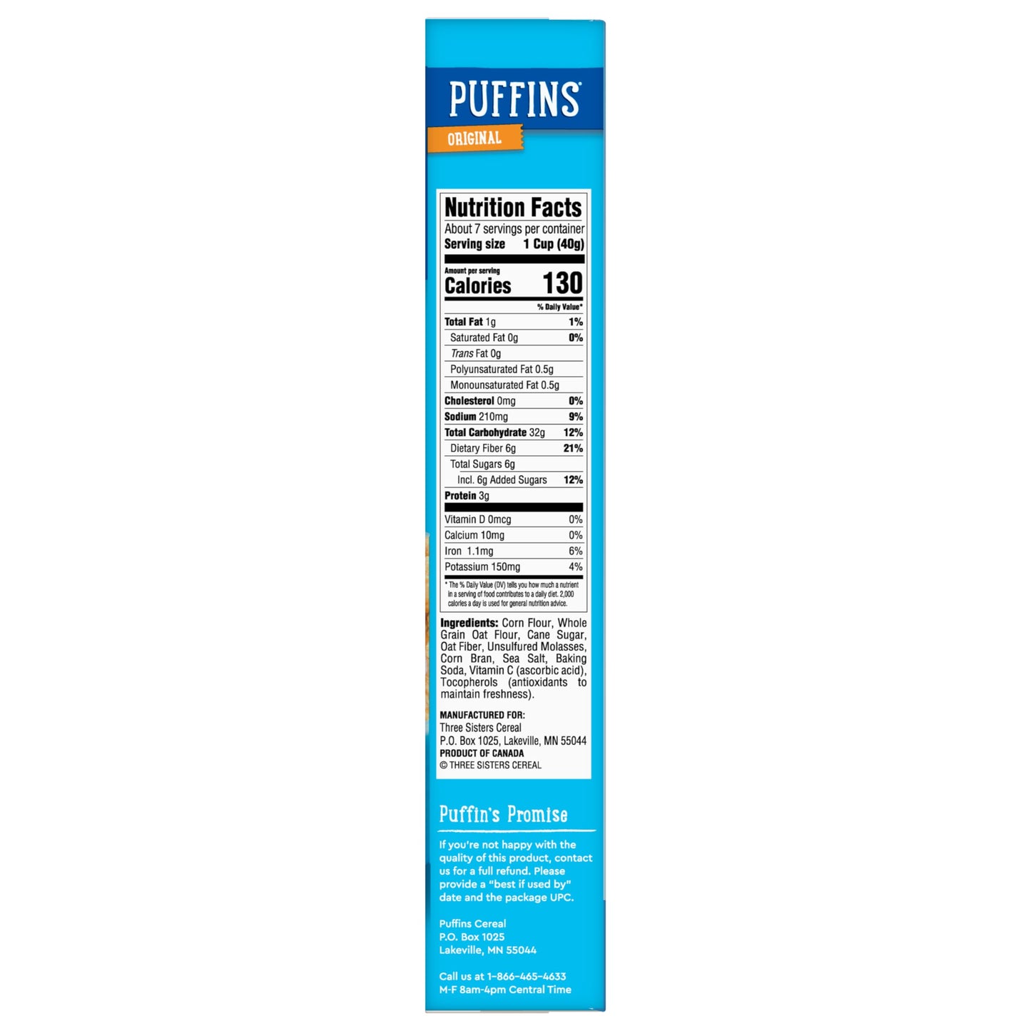 Original Puffins Cereal, Puffed Kids Cereal with Corn and Oats, Vegan, Kosher, Non-GMO Project Verified, 10 OZ Box
