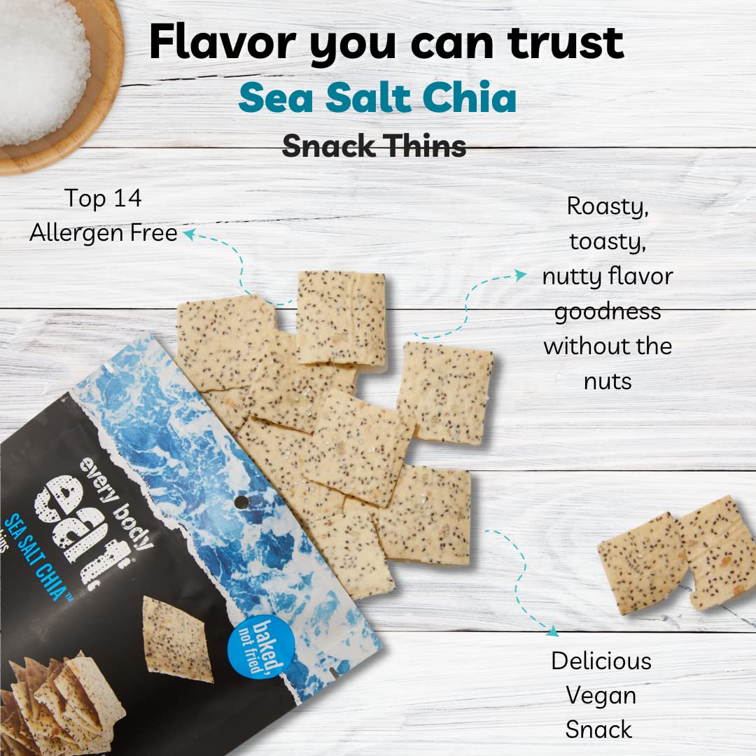 Every Body Eat Snack Thins, Sea Salt And Chia Seeds Flavor, Vegan, Gluten Free And Dairy Free (Pack Of 2)