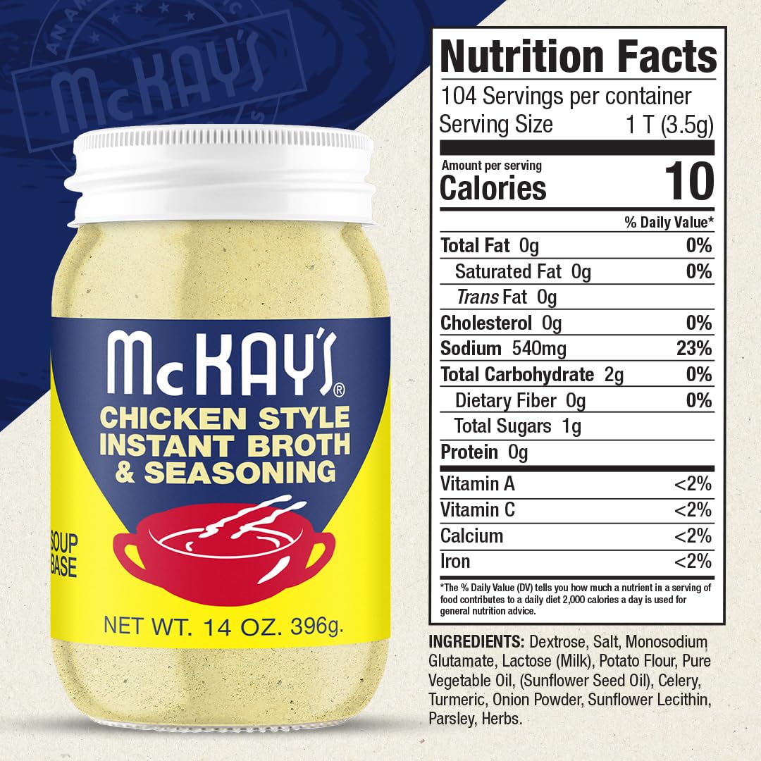 Mckay'S Chicken Flavored Soup Seasoning, Gluten Free, Vegetarian Instant Broth, Bullion Powdered Seasoning, Good On Meats, Veggi