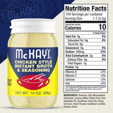 Mckay'S Chicken Flavored Soup Seasoning, Gluten Free, Vegetarian Instant Broth, Bullion Powdered Seasoning, Good On Meats, Veggi