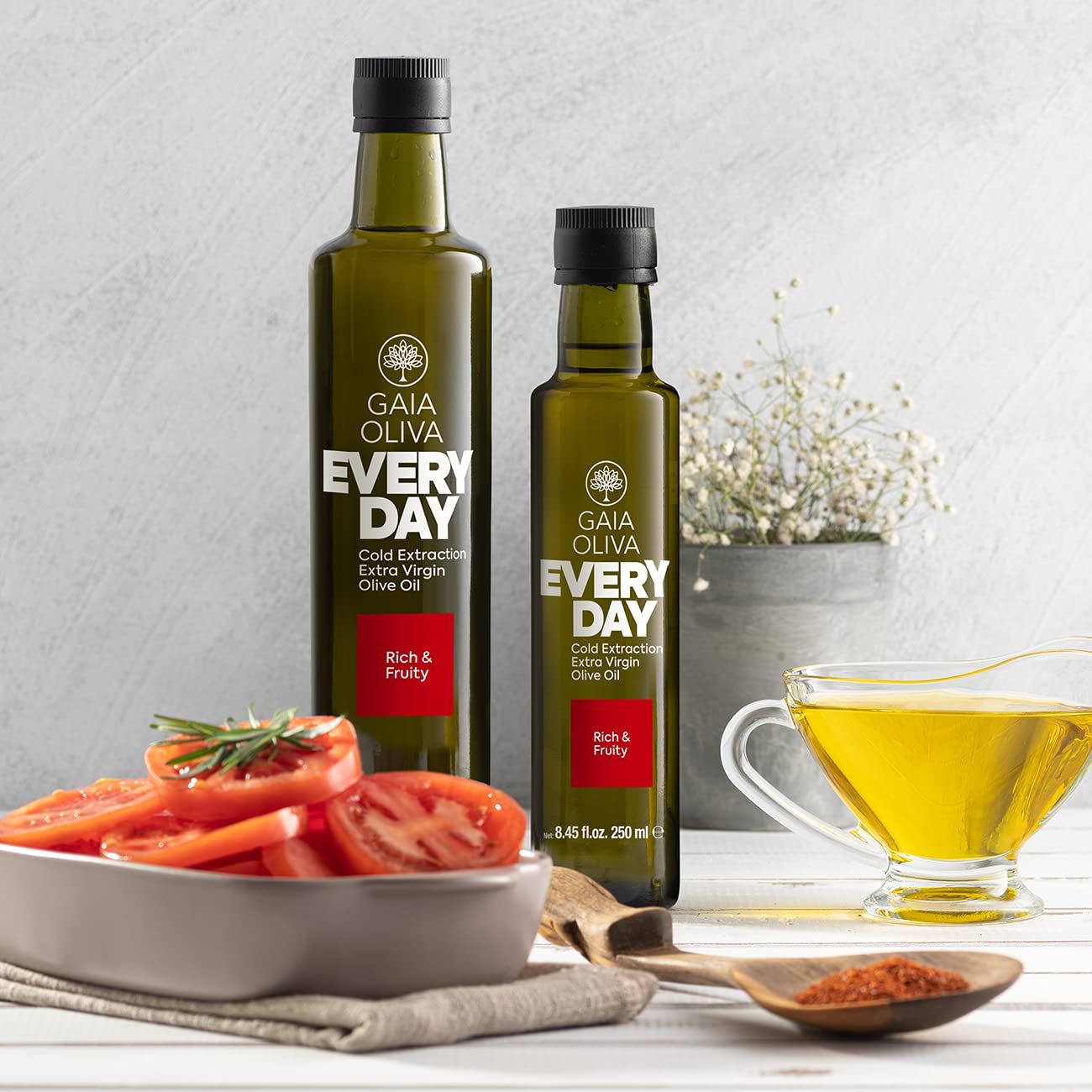Gaia Oliva Cold Press Extra Virgin Olive Oil, Delicate Rich Fruity Flavor Kosher Natural Fresh Olive Oil Salad Cooking Aceite De