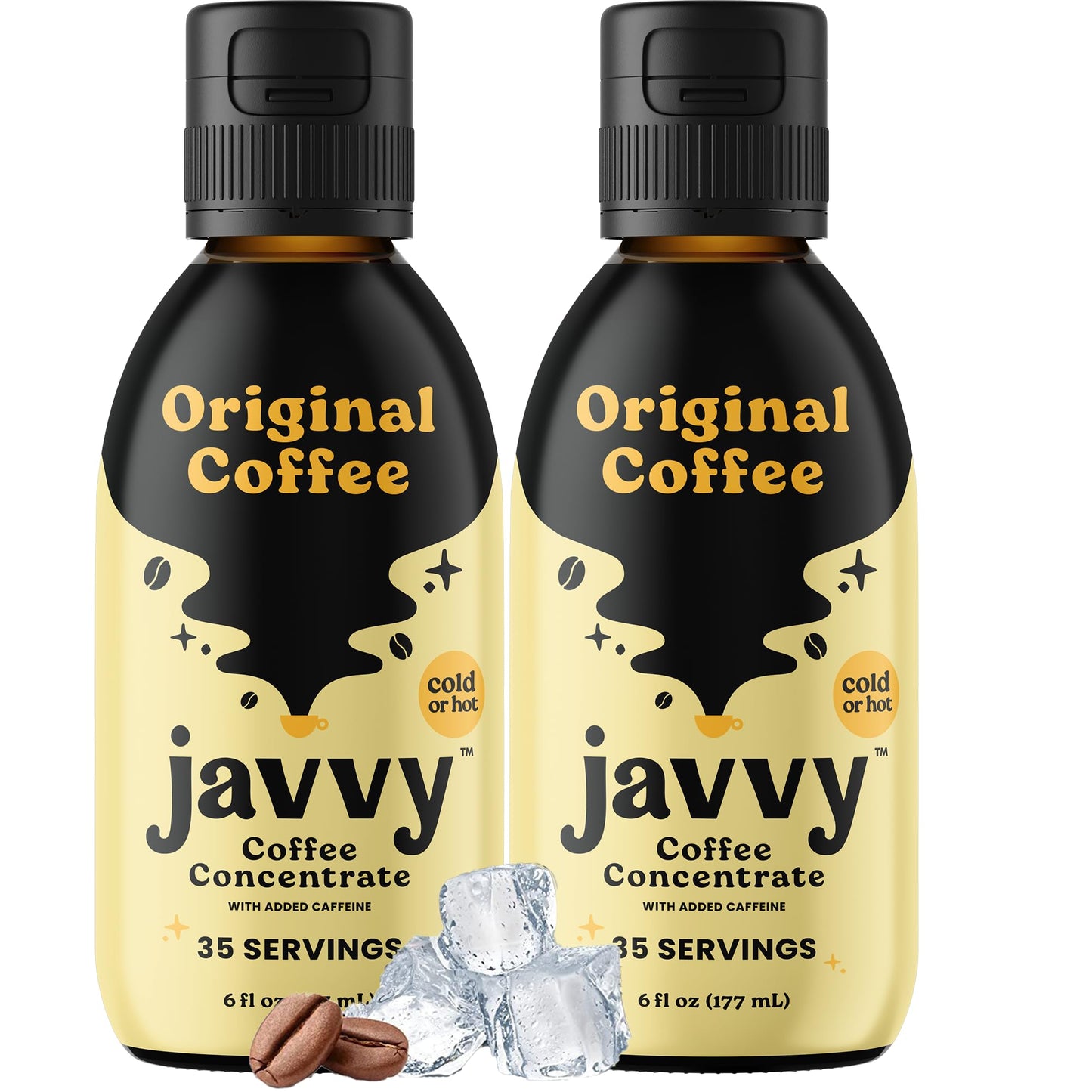 Javvy Coffee Concentrate - Cold Brew Coffee, 6 Fl Oz (Pack of 2), Black
