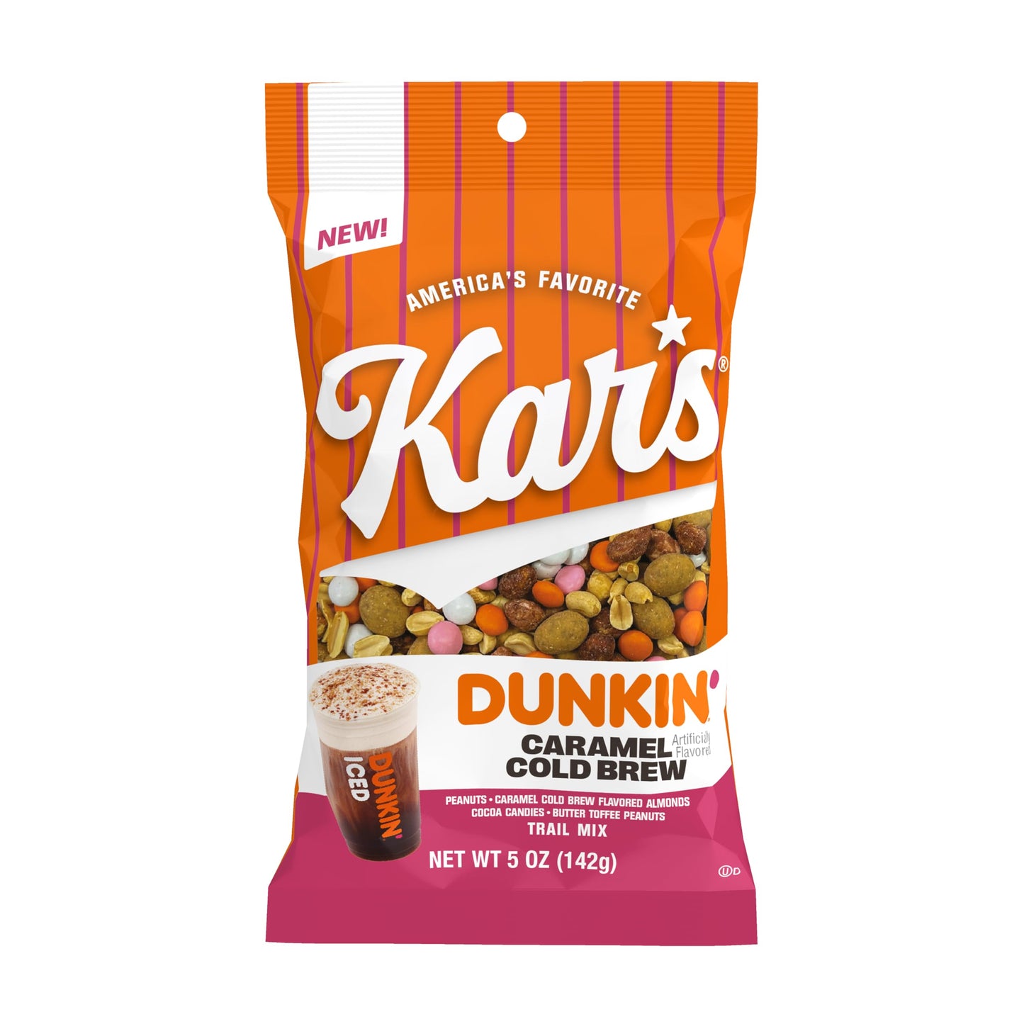 Kars Nuts Dunkin Caramel Cold Brew Mixed Nuts - Sweet Candy-Coated Nuts Mix, 5oz Grab & Go Bags (Pack of 12) - Trail Mix Sweet S