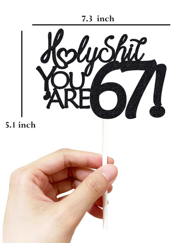 Happy 67Th Birthday Cake Topper 67 Birthday Cake Toppers-Black Glitter, Funny 67Th Cake Topper For Men For Women, 67Th Birthday