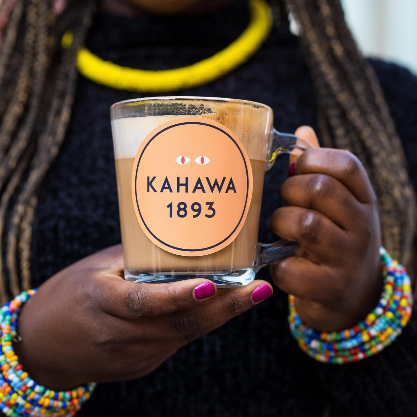 KAHAWA 1893 Whole Coffee Beans Ethiopian Blend Medium Roast 12oz (Pack of 2) - Sun Dried, Tasting Notes: Caramel, Berries, Floral