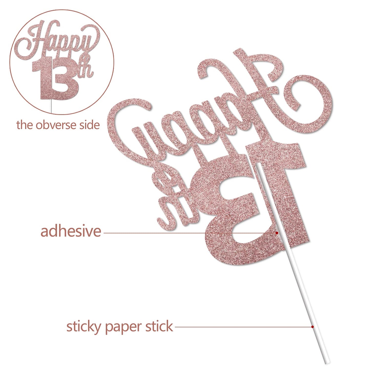 Lingteer Happy 13Th Birthday Cake Topper - Cheers To 13Th Birthday Thirteen Years Old Birthday Party Cake Decorations Sign.