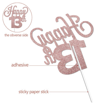 Lingteer Happy 13Th Birthday Cake Topper - Cheers To 13Th Birthday Thirteen Years Old Birthday Party Cake Decorations Sign.