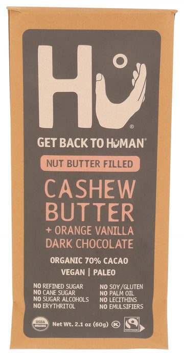 Hu Kitchen Organic Orange Cashew Butter Chocolate Bar, 2.1 Oz