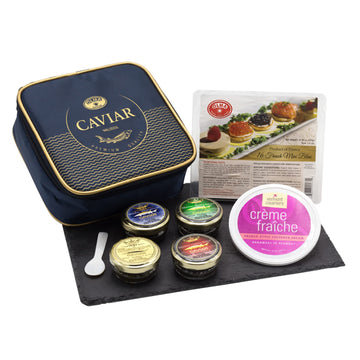 OLMA Imperial Caviar Gift Set - 4 oz (112g) of Caviar, Includes: Beluga, Osetra Caviar, White Sturgeon, Siberian Osetra Aurora &