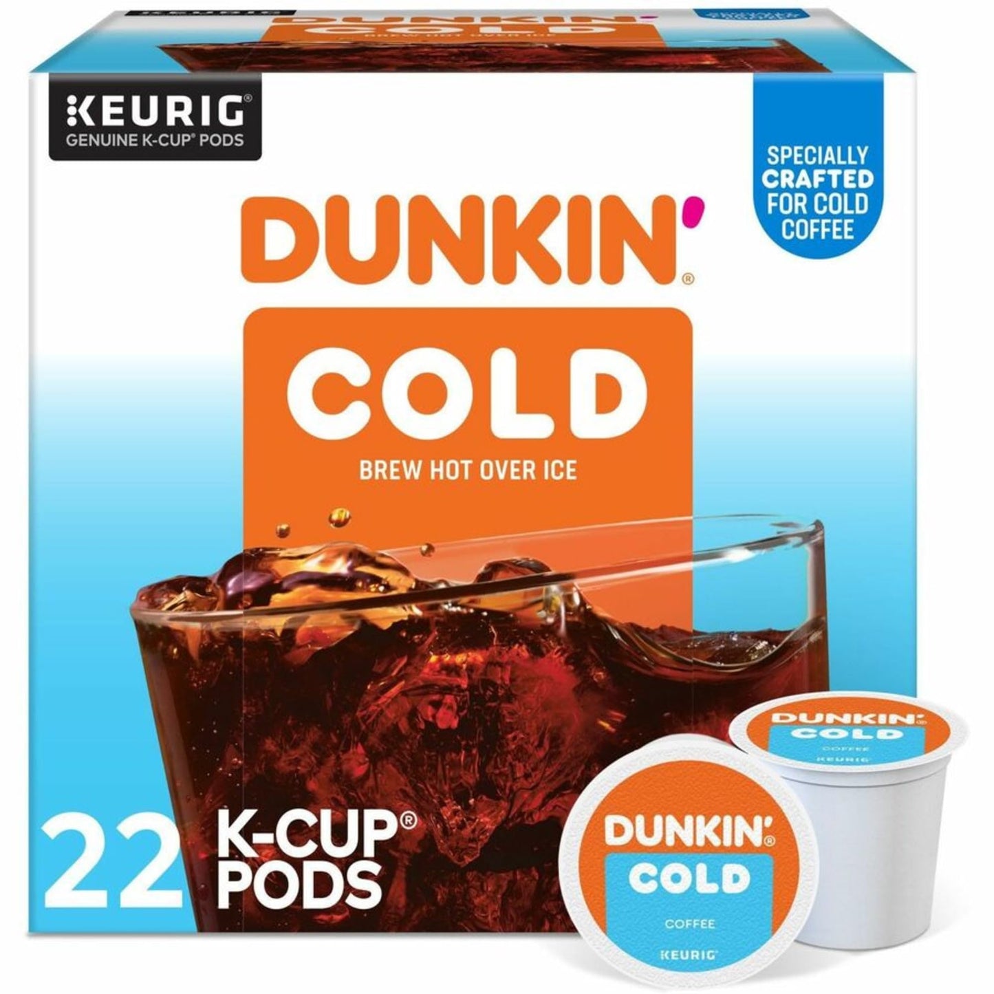 Dunkin Donuts Brew K-Cup  Pod Over Ice  Keurig Single Serve K-Cup Pods  22 Count - Smooth - K-Cup  Pod - Roasted  Arabica - Kosher - 22 / Pack