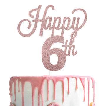 Lingteer Happy 6Th Birthday Cake Topper - Cheers To 6Th Birthday Six Years Old Birthday Party Cake Decorations Sign.