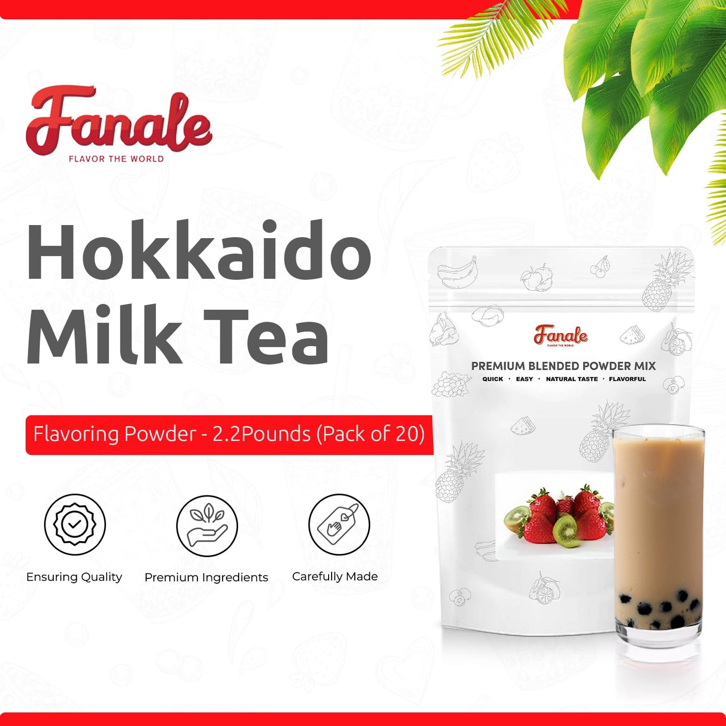 Fanale Premium Hokkaido Milk Tea Bubble Tea Flavoring Powder | Perfect For Baking, Smoothies, Desserts And Drinks | Instant Flav