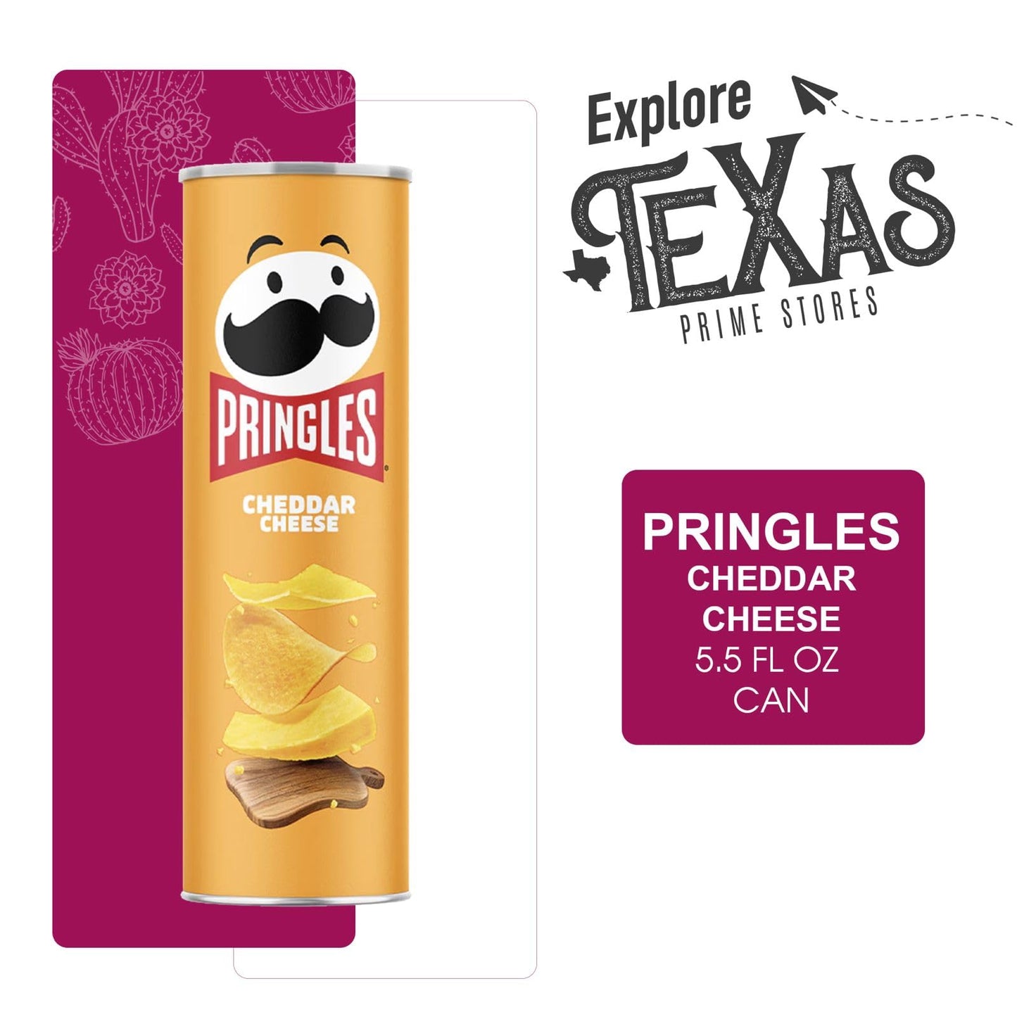 Pringles 12- Count Of Cheddar Cheese Potato Crisps Chips, On-The-Go Lunch Snack 5.5 Oz Can + 1 Freebie By Unique Outlet
