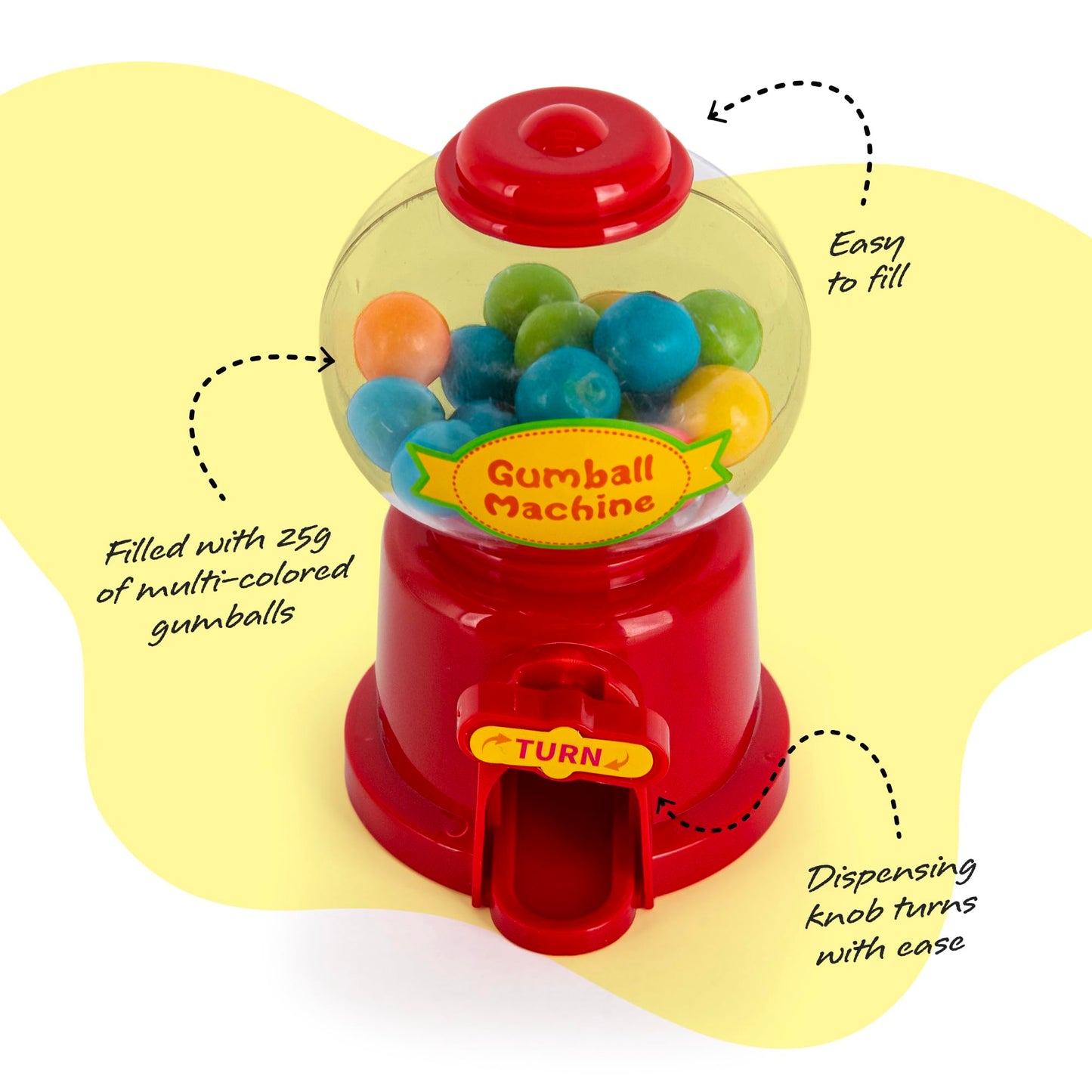 ArtCreativity Mini Gumball Machine - Set of 12 - Multicolor Candy Dispenser - 4 Count - Model AC-3291