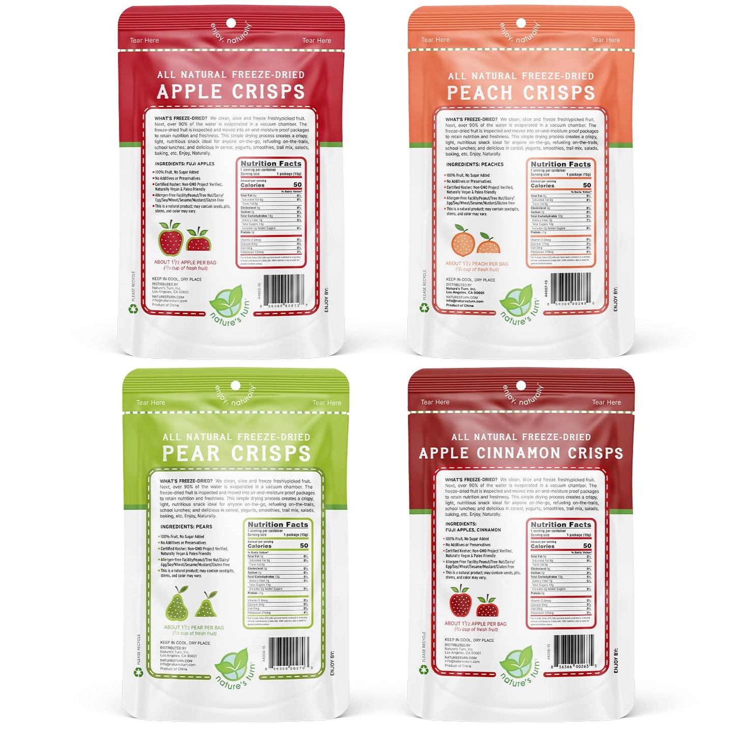 Nature'S Turn Freeze-Dried Fruit Snacks, Orchard Variety Pack Of 16 (0.53 Oz Each)