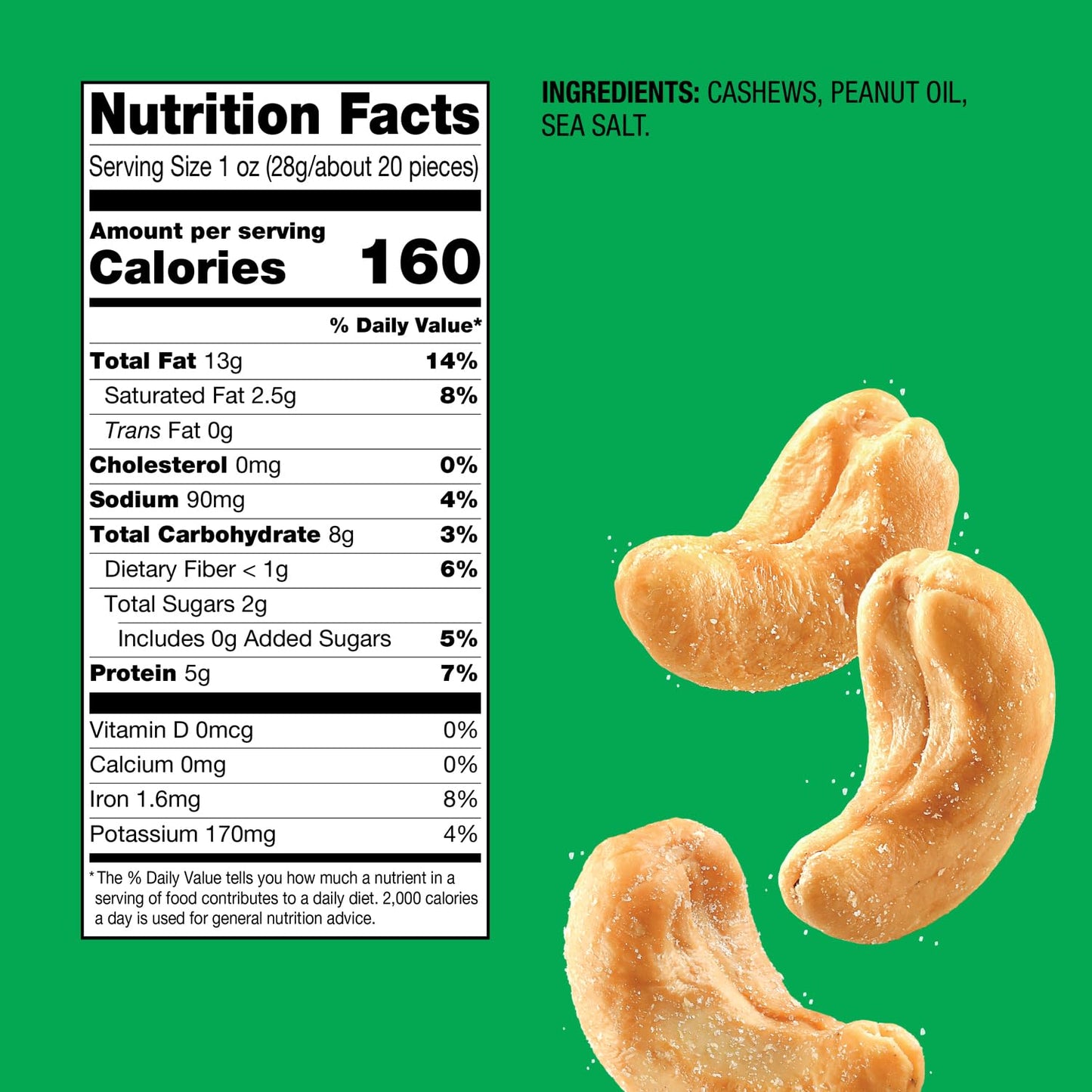 Emerald Nuts Roasted and Salted Whole Cashews (1-Pack) | 36oz Resealable Bulk Bag | Plant-Based Protein, Kosher Certified, Non-G