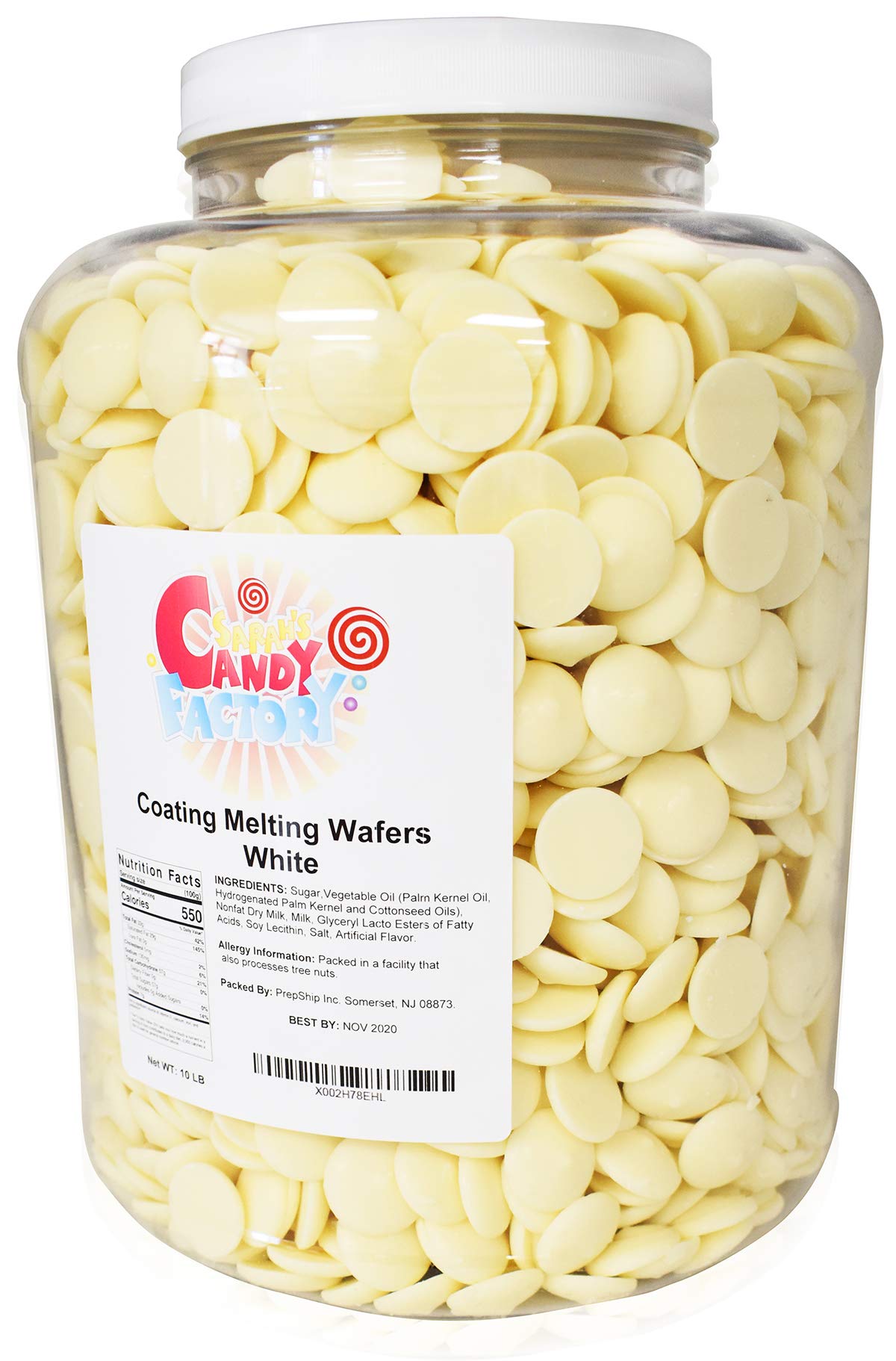 Sarahs Candy Factory Coating Melting Wafers in Jar, 10 Lbs White Melting Chocolate
