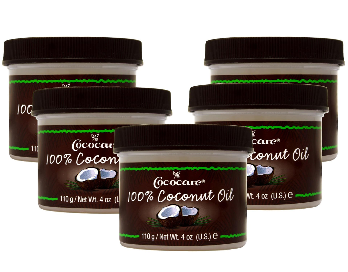 Cococare 100% Pure Coconut Oil - All Natural Coconut Oil for Skin and Hair, 4 OZ - 5 Pack