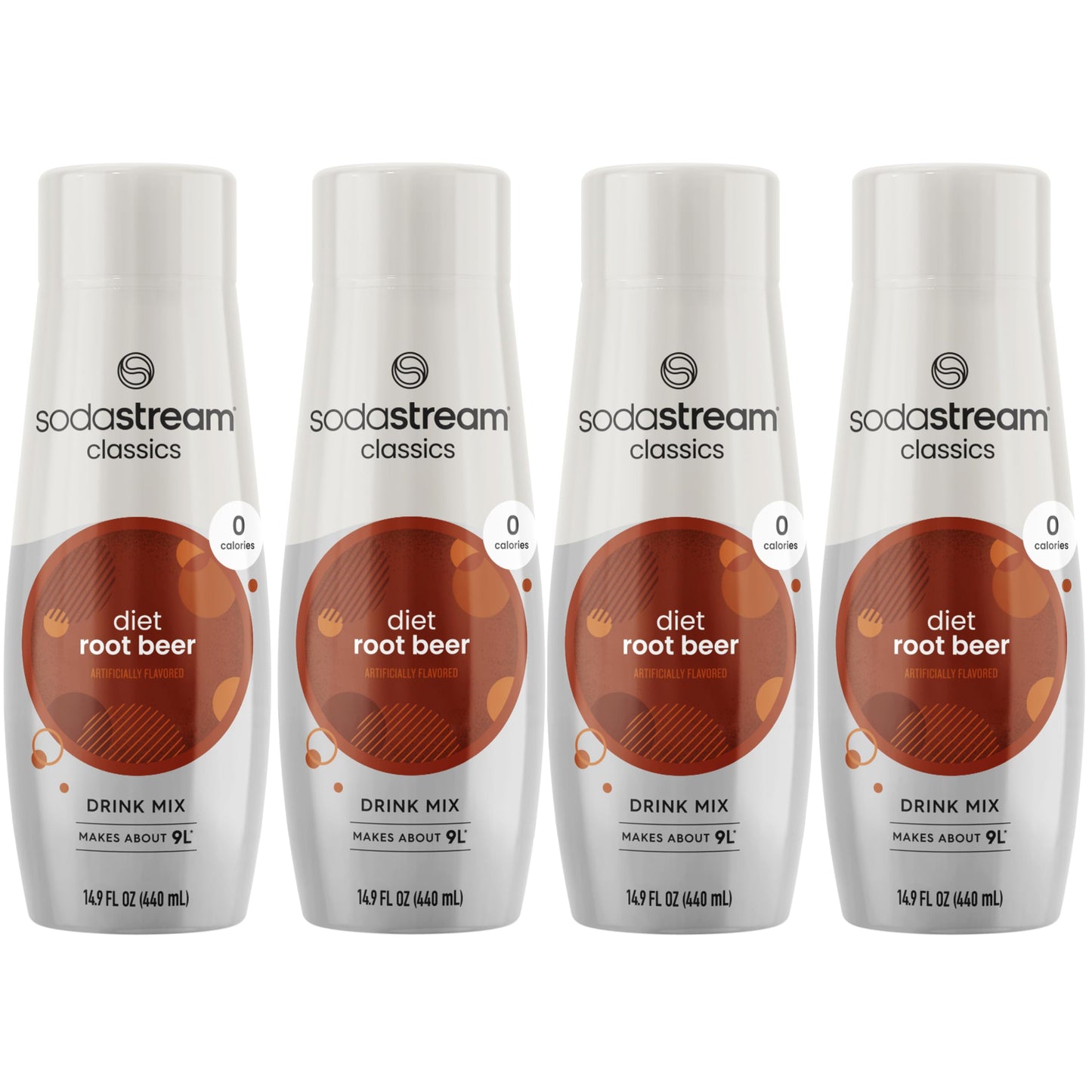 SodaStream Diet Root Beer, 4-Pack, 14.9 Fl Oz Each, Rich Brown
