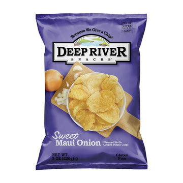 Deep River Snacks Sweet Maui Onion Kettle Cooked Potato Chips, Non Gmo, 8 Ounce (Pack Of 12)