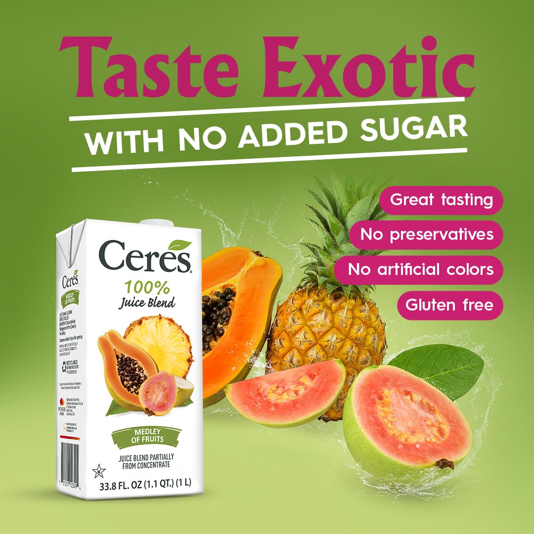 Ceres 100% Pure Fruit Juice Blend - Vitamin C Rich, No Preservatives, Gluten Free, 33.8 Fl Oz (Pack of 6)