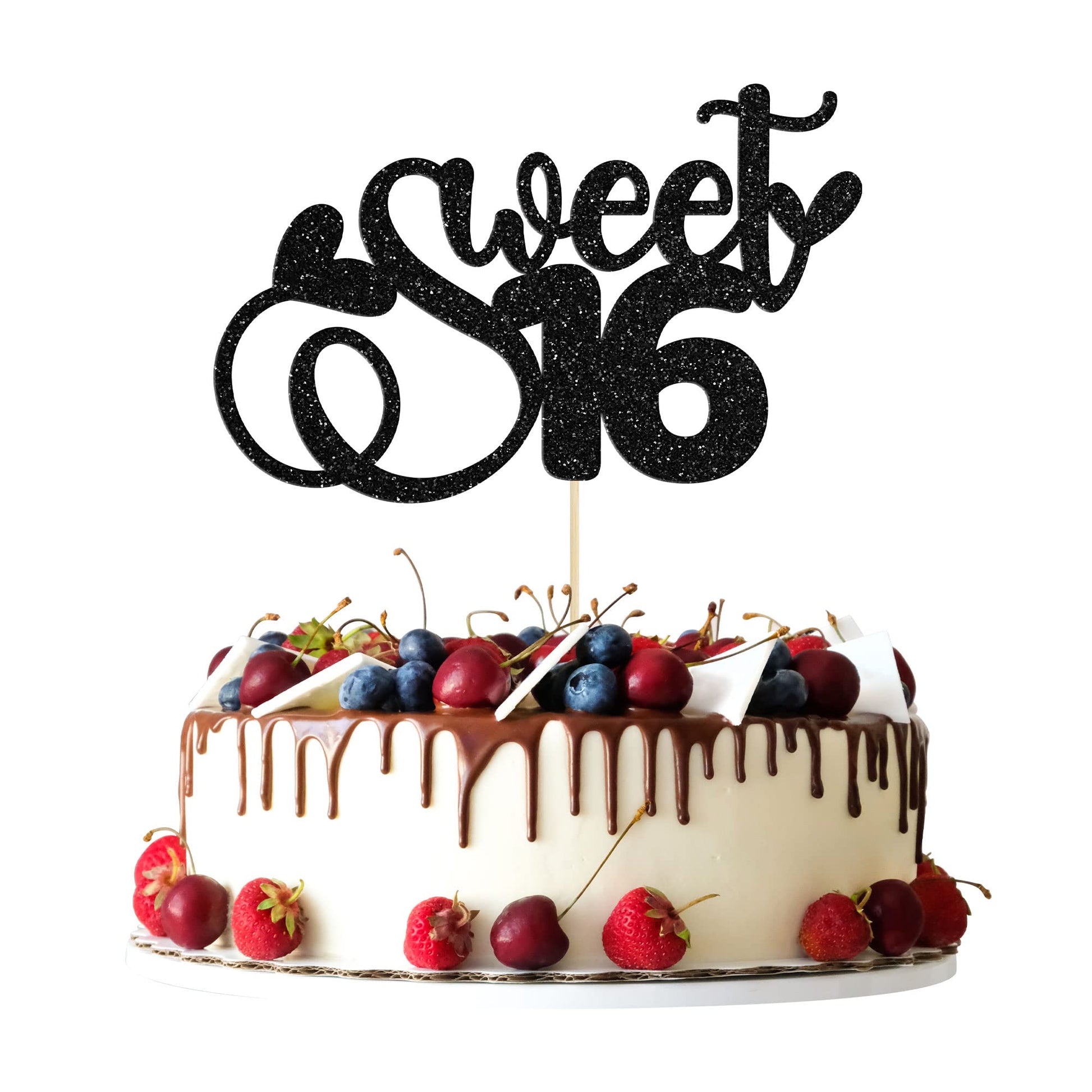 1Pc Sweet Teenager 16 Cake Topper Glitter 16Th Birthday Cake Pick For Cheers To 16 Years Old 16Th Birthday Party Cake Decoration