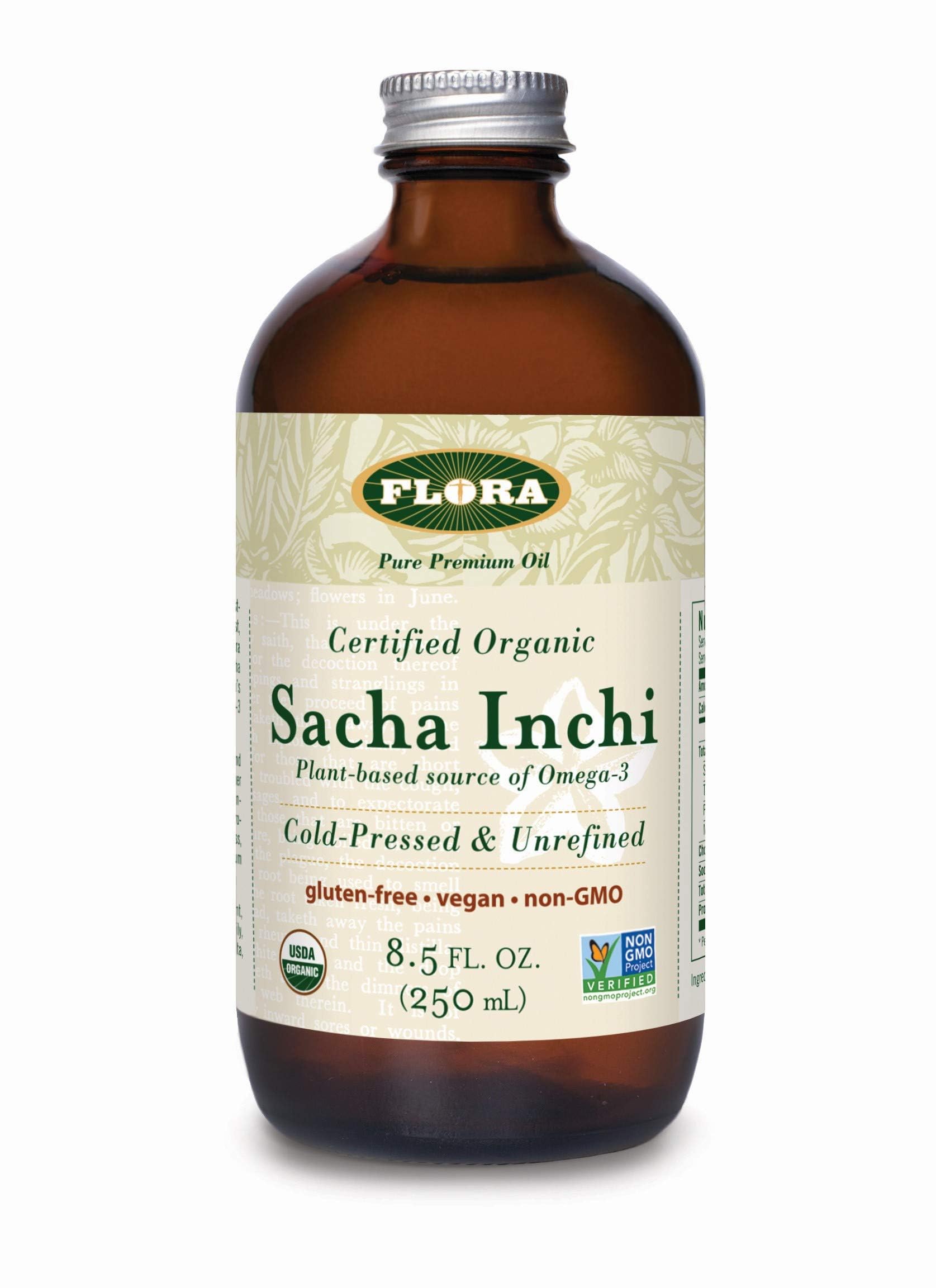 Flora Sacha Inchi Organic Oil - Cold-Pressed, Non-GMO, Vegan - 8.5 fl oz