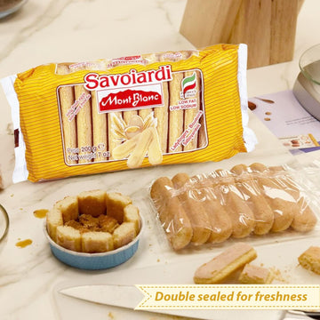 BellAmore Savioardi Lady Fingers - Classic Italian Sponge Cookies for Tiramisu, Low Fat, 7 oz (Pack of 4), 28.1 x 12.2 x
