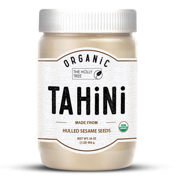 THE HOLLY TREE Organic Tahini Paste - Smooth, USDA Certified, Gluten Free, 16 oz