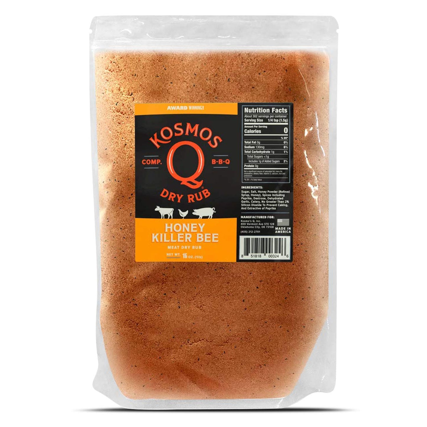 Kosmos Q Honey Killer Bee Bbq Rub | Sweet & Savory Blend | Great On Brisket, Steak, Chicken, Ribs & Pork | Best Barbecue Rub | M