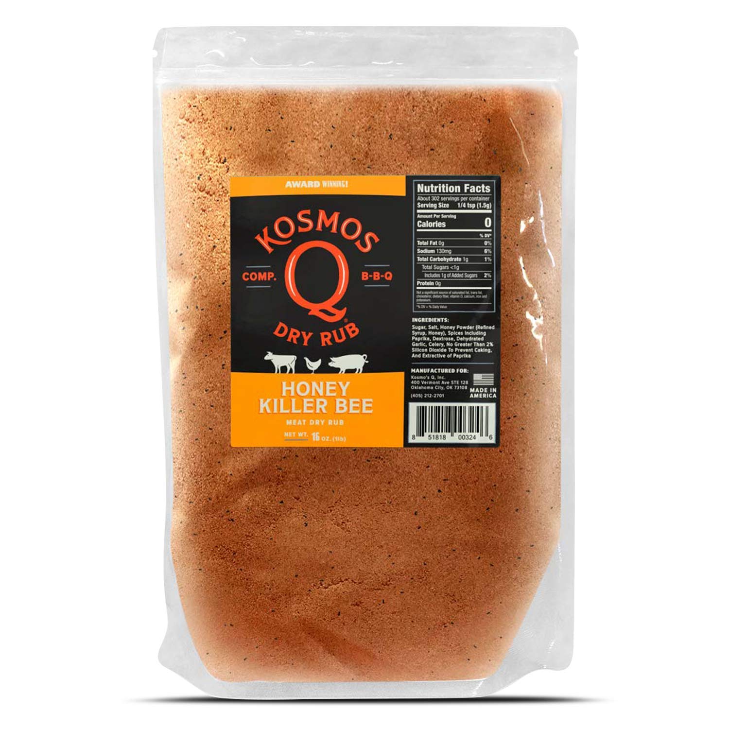 Kosmos Q Honey Killer Bee Bbq Rub | Sweet & Savory Blend | Great On Brisket, Steak, Chicken, Ribs & Pork | Best Barbecue Rub | M
