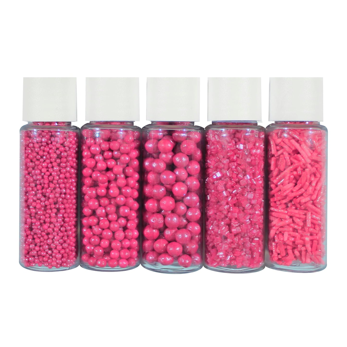 Confect Sprinkles for Cakes & Cupcakes Decoration | Assorted Pack of 5 Crimson Pearl sprinkles | Pink Sprinkles | Bithday Sprink