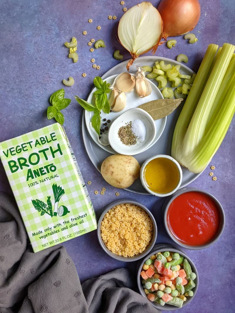 Aneto 100% Natural Vegetable Broth 34 Fluid Ounce | Made In Spain | Whole Ingredients | Gluten Free | (6)