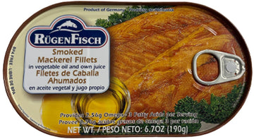 Rügen Fisch Herring & Mackerel Fillets Assorted Sauces, 6.7 oz (Pack of 3), Smoked Mackerel in Vegetable Oil
