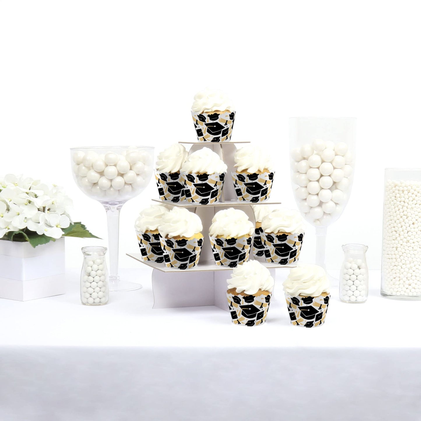 Big Dot of Happiness Cupcake Wrappers Set of 12 - 2 inches - Black, Gold - Model BD3059k