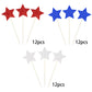 ZHUOWEISM 36 PCS Cupcake Toppers Blue Red Silver - Bamboo Independence Day Decorations for Birthday Parties