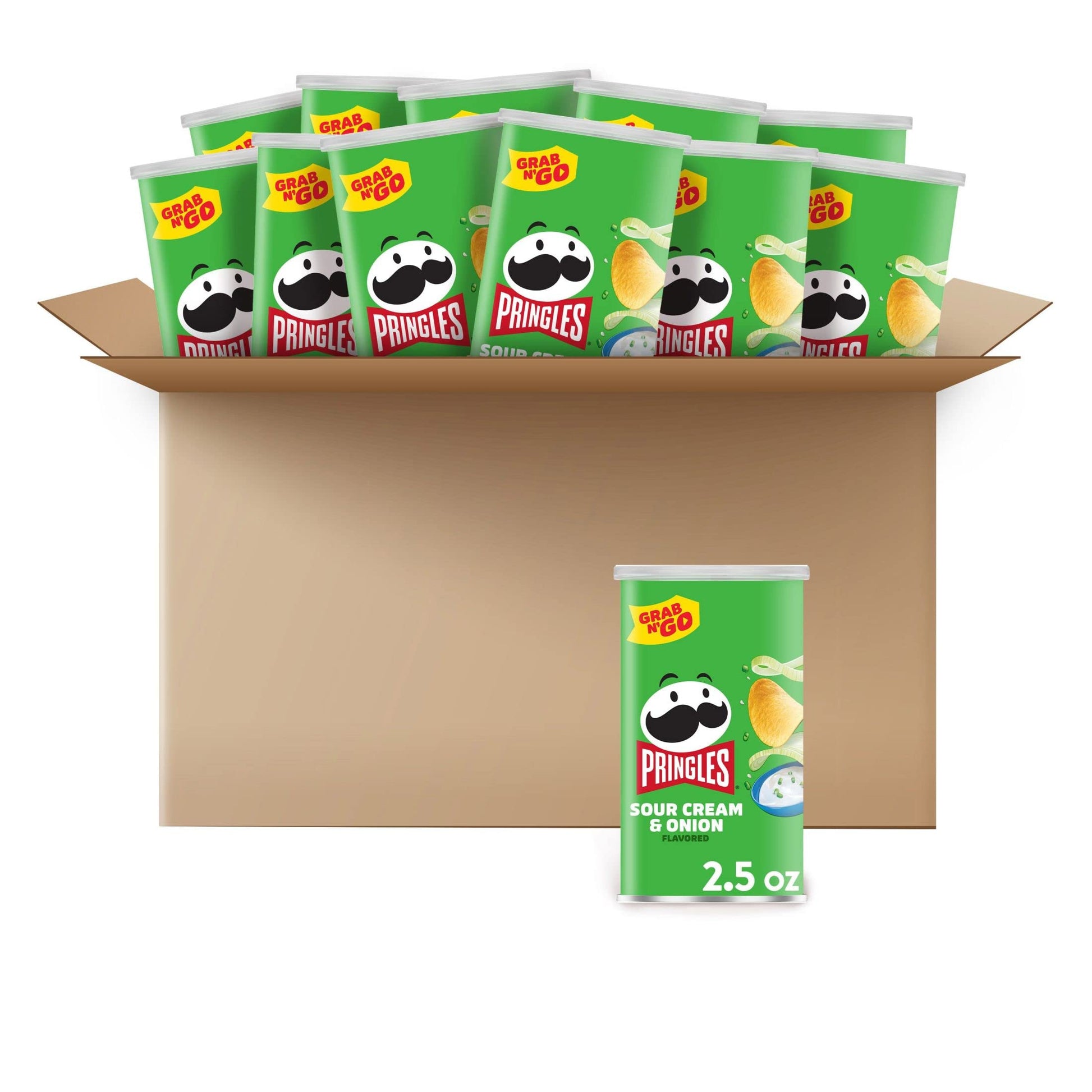 Pringles Potato Crisps Chips, Sour Cream & Onion, 2.5Oz (12 Count)