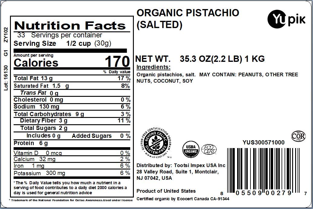 Yupik Organic Dry Roasted Salted Pistachios, In Shell, 2.2 Lb, Gluten-Free, Kosher, Non-Gmo, Vegan, Crunchy Nuts, Lightly Salted