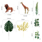 LEFUBABY Safari Jungle Animals Cake Toppers, Paper & PVC Decorations for Wild Themed Birthday Party, Model KH