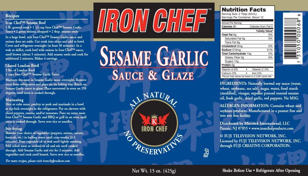 Iron Chef Sesame Garlic Sauce And Glaze,, 3 Count (Pack Of 3)