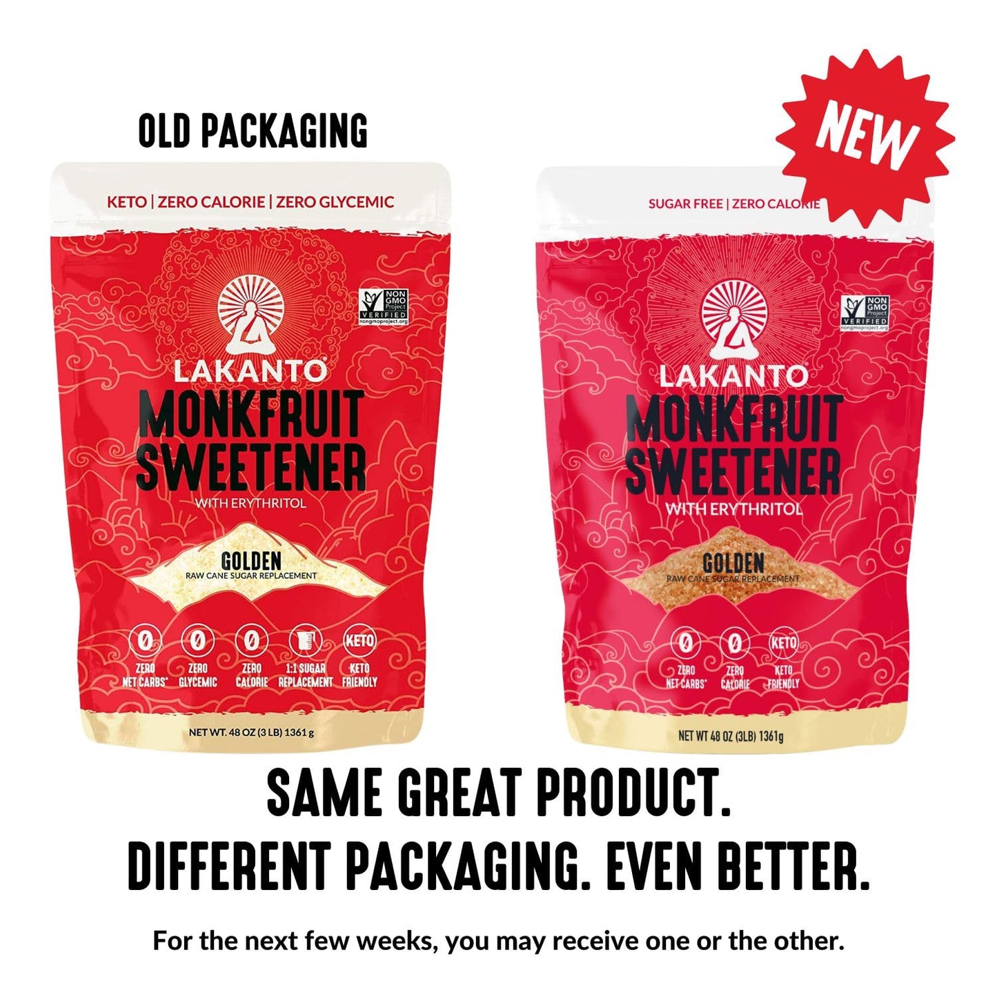 Lakanto Golden Monk Fruit Sweetener With Erythritol, Raw Cane Sugar Substitute From Monk Fruit Extract, Raw Sugar Replacement fo