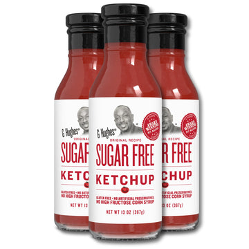 G Hughes Sugar Free Ketchup - Gluten Free, Preservation Free, Low Carb Ketchup, No Sugar Added Ketchup, Keto Condiments - 13 Oz 