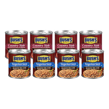 Bushs Best Baked Beans, Vegetarian & Country Style, 4 Each, 8.3 Oz (Variety Pack)