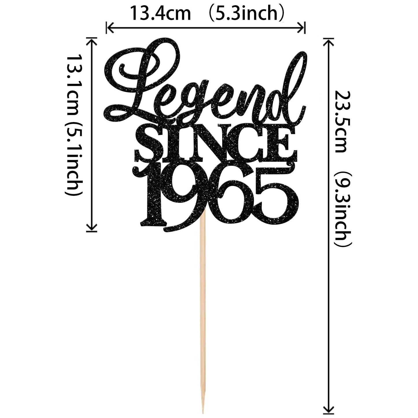 Rssta i Cake Topper Glitter 60th Birthday Decorations, Black, Model XM310-black 1963, for Men and Women Celebration