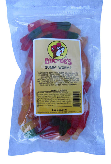 Buc-Ee'S Gummi Worms Candy In A Resealable Bag, 12 Ounces