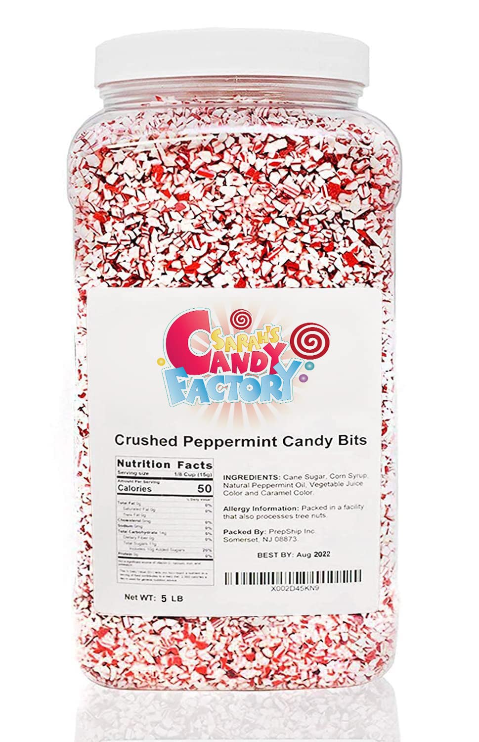 Sarah'S Candy Factory Crushed Peppermint Candy Pieces Bits In Jar 5 Lbs