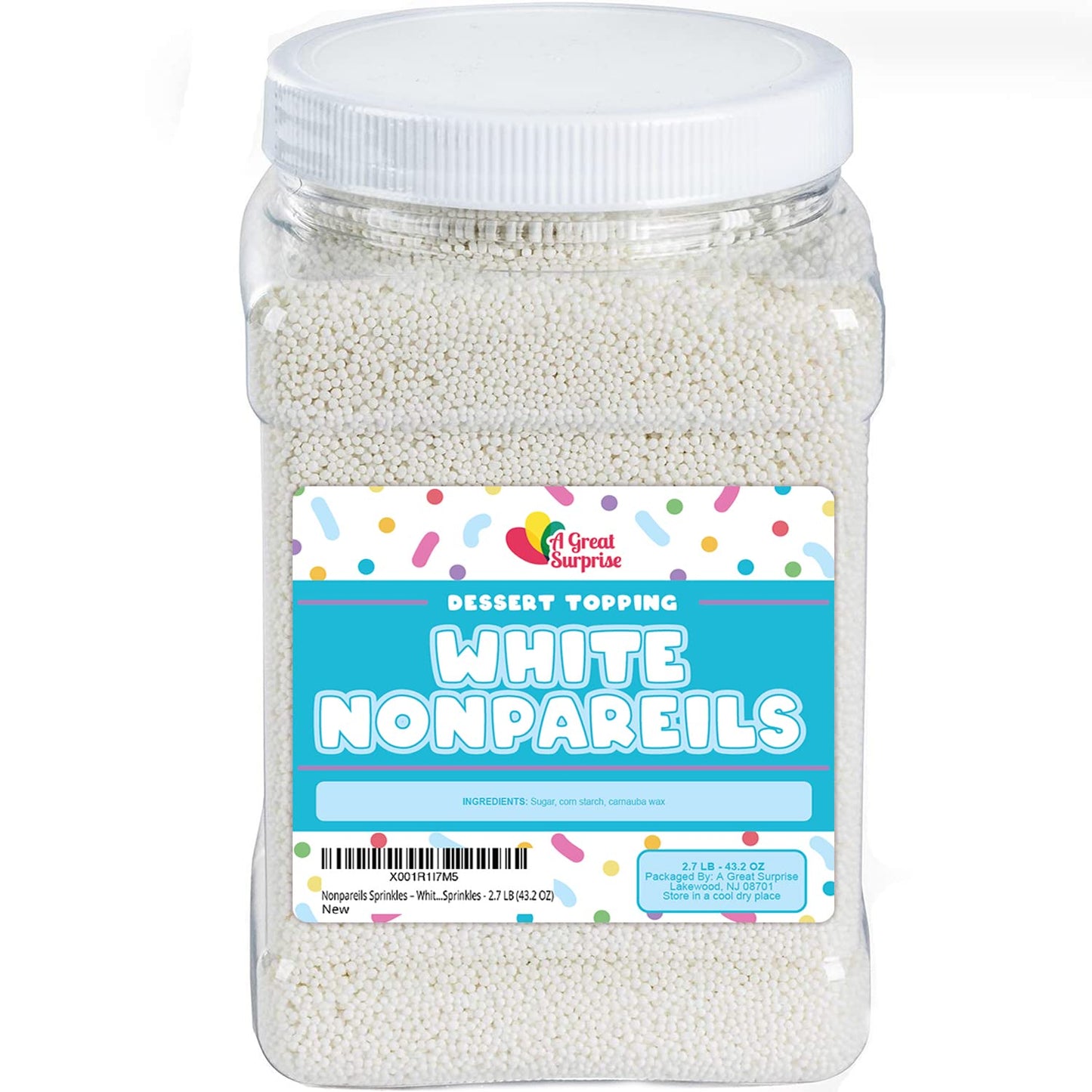 White Nonpareils Sprinkles - 2.7 Pounds - Bulk White Sprinkles - White Non Pareils Bridal Sprinkles - Small White Disco Ball Spr