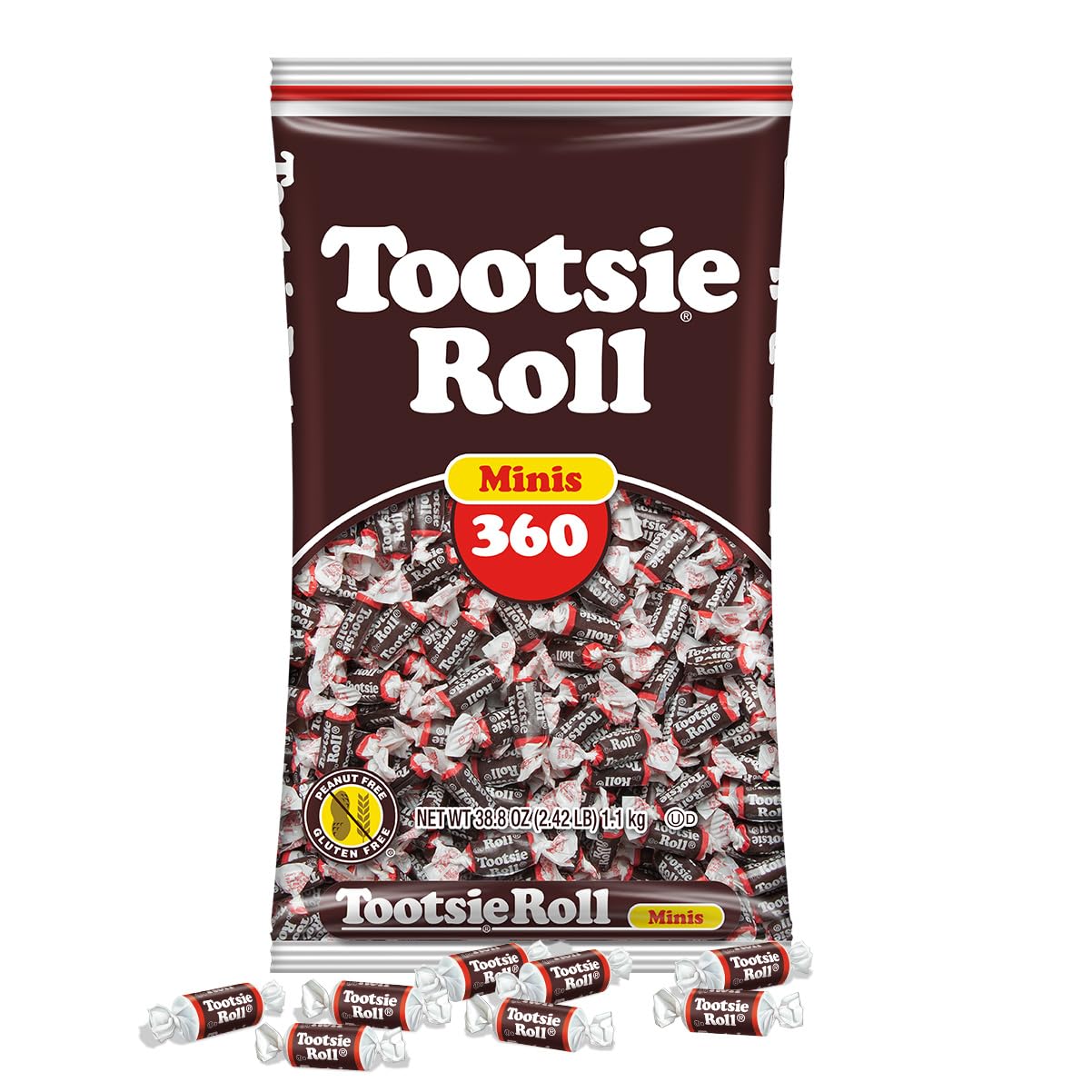 Tootsie Roll Midgees – Chewy Chocolate Gluten-Free Candy Minis – Bulk Bag Of Individually Wrapped Candies For Kids, Parties, Classroom – 360 Count (Pack Of 1)